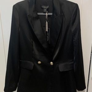 Rachel Zoe Womens Black Satin Blazer Size 10
